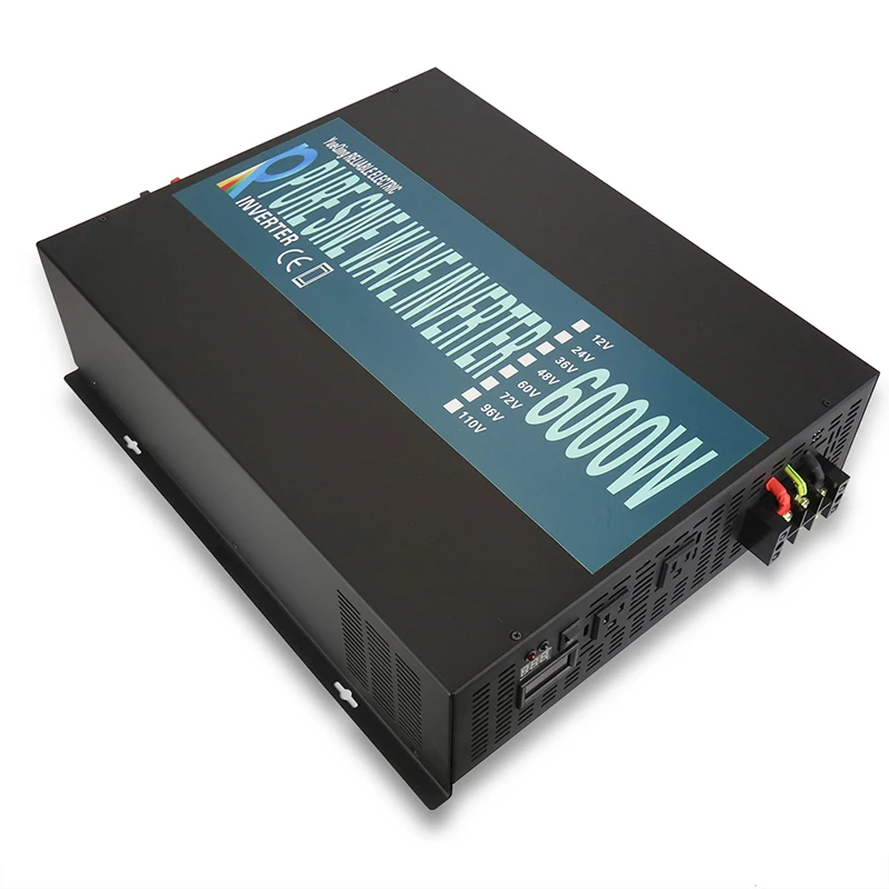 

6000w Pure Sine Wave Power Inverter Battery Solar LED display Charger Off-grid Controller Car DC 12V 24V 48V to AC 120V 220V