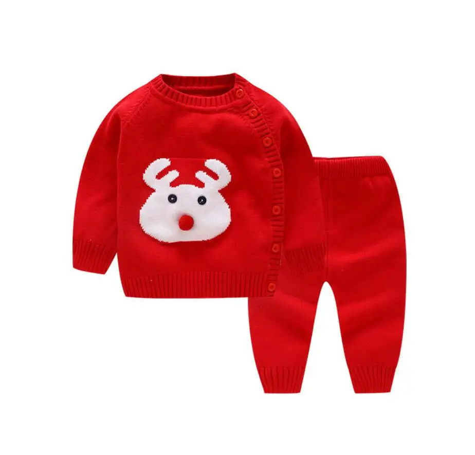 Baby Girls Clothing Set Spring Autumn Thin Reindeer Pattern Sweater