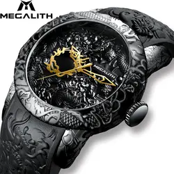 MEGALITH модные золотые скульптура дракона часы для мужчин кварцевые часы водостойкий большой циферблат спортивные часы для мужчин часы Топ