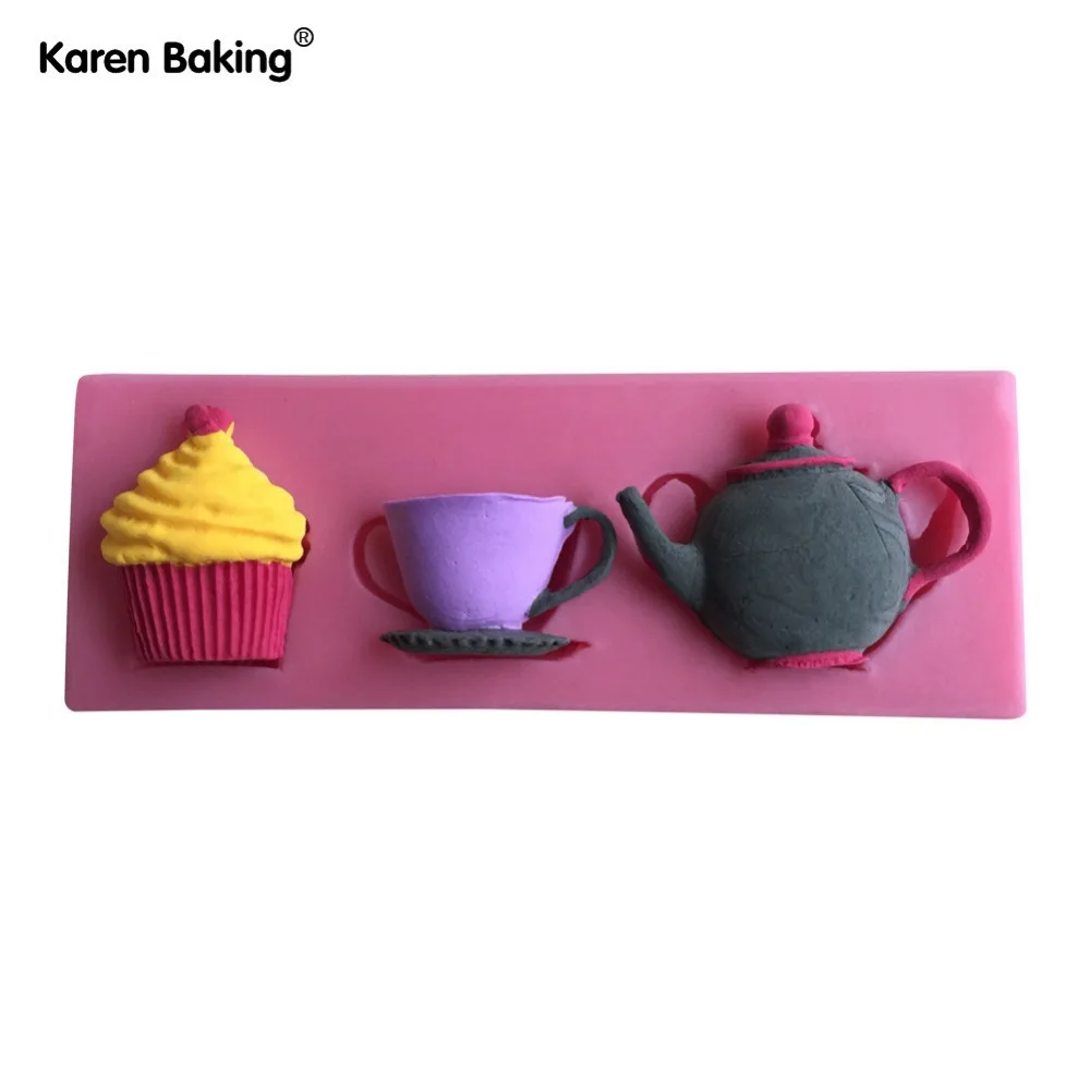 3D силиконовые формы Fondant украшения торта чайник Форма Кухня выпечка Интимные