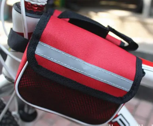 Top 1pcs Bicycle Cycling Bike Frame Pannier Front Tube Bag Pouch Case Double-Saddle Polyster Waterproof Rainproof Bike Bag 3