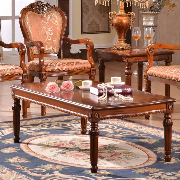 antique European style French Italian hand carved solid wood coffee table 1129