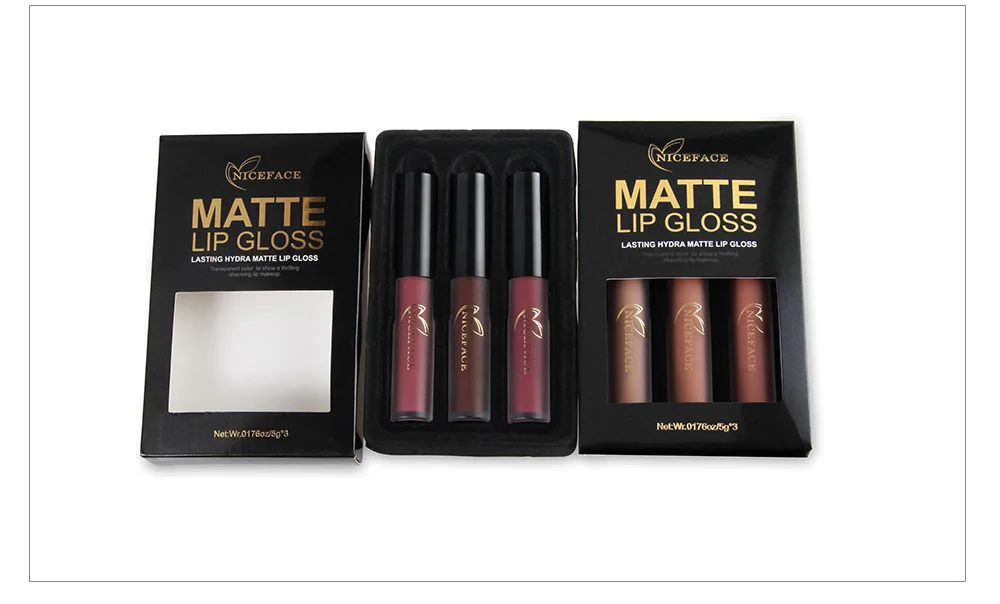 Хороший бренд для лица 3 шт./лот Матовая жидкая помада Губы Maquillage сексуальная женщина labiales матовая губная помада телесного цвета Блеск для губ Набор для губ