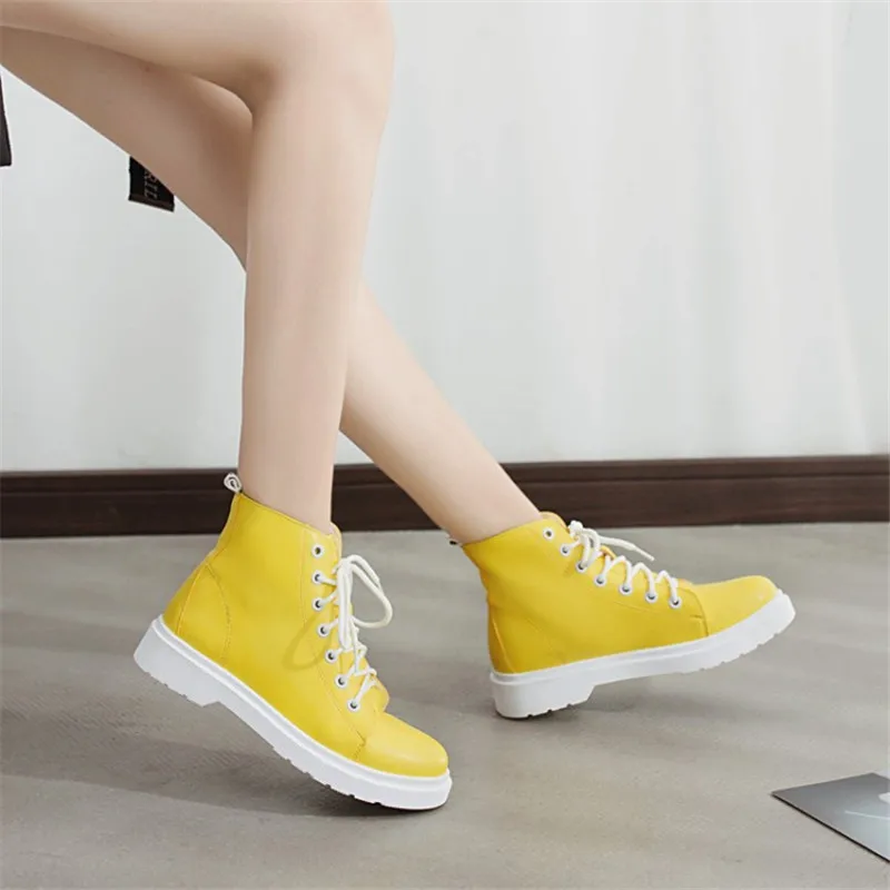 COOTELILI Botas/женские кожаные ботильоны в байкерском стиле Женская Осенняя