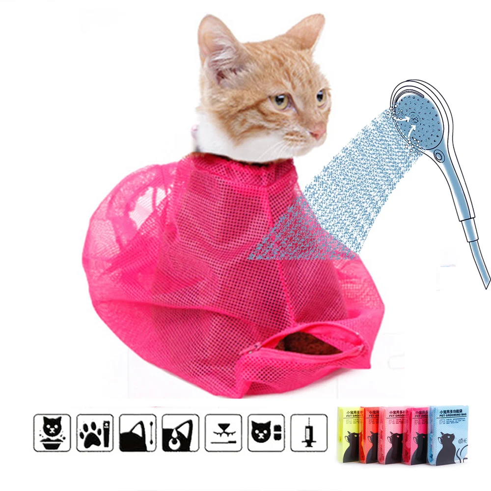 Cat Grooming Bathing Mesh Bag Anti Scratch Bite Resisted Nail Trimming