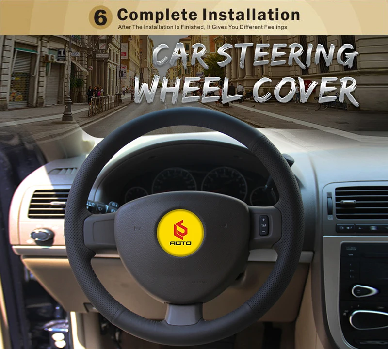 black braid on the steering wheel cover for Buick Sail Opel Astra G H 1998-2007 Opel Zafira A 1999-2005 steering wheel cover 