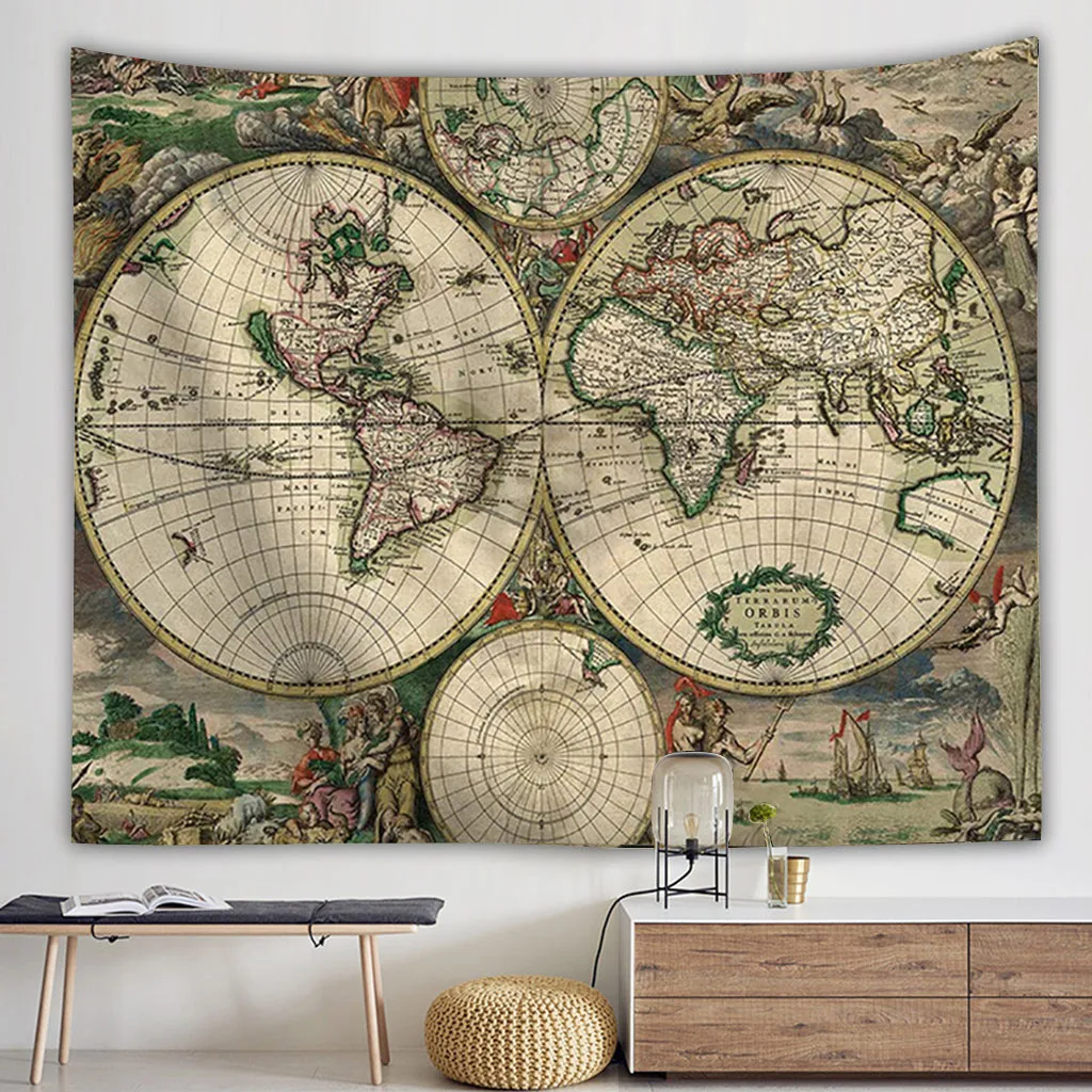 

2019 Vintage World Map Wall Tapestries Hanging Hippie Tapestry Bedspread Yoga Mat New new 430