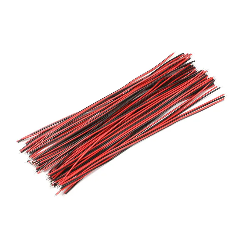 50Pcslot Red Black Abreast Line 26AWG 80mm 150MM length LED Line Connecting Tin Plating Wire DIY 2P Electronic Wire Welding (2)