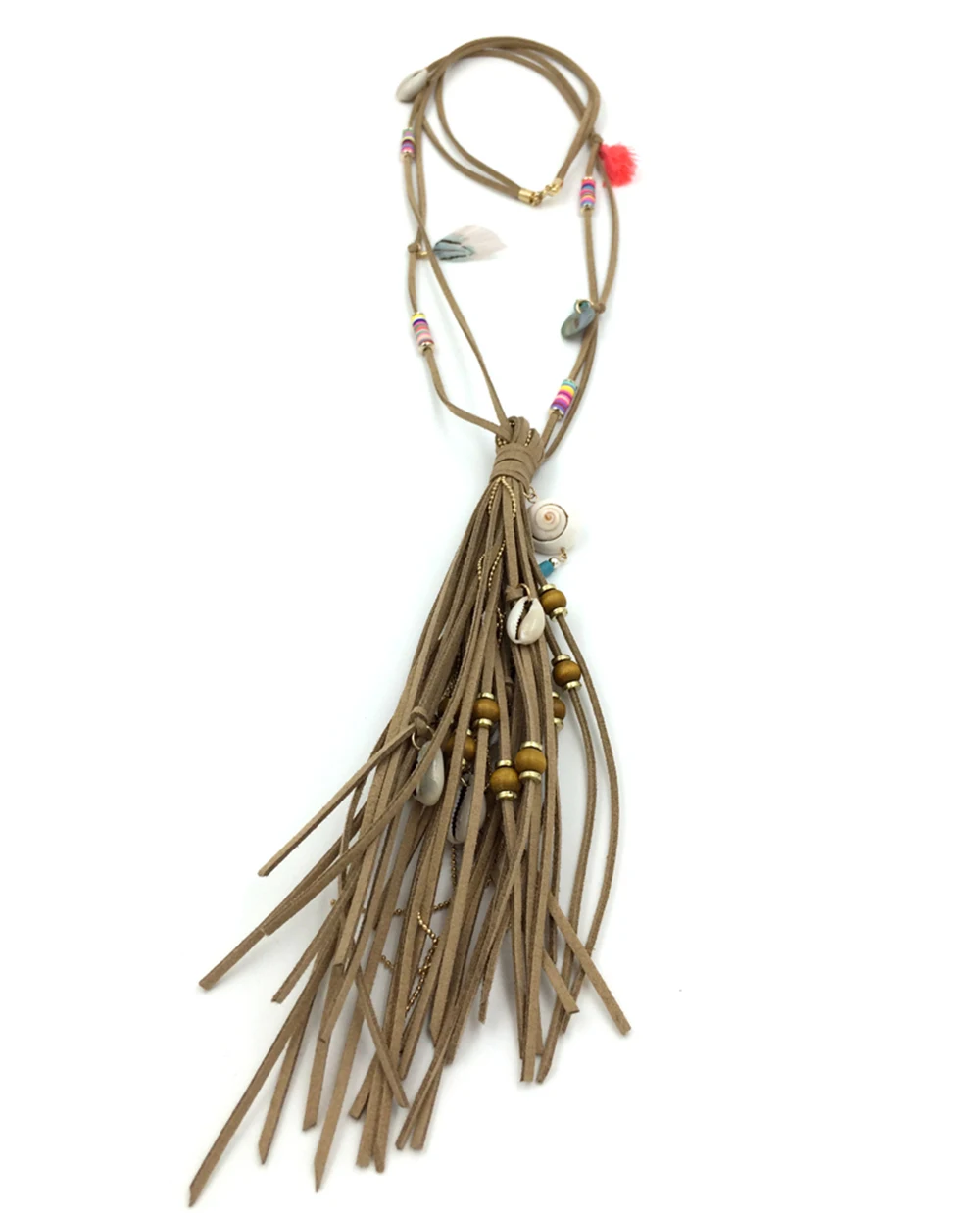 New handmade jewelry supplier unique boho leather tassel pendants long Necklaces for women