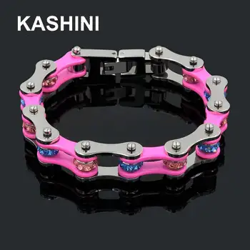 

Punk Bike Chain Bracelet Pink Motorcycle Chain Bracelet Stainless Steel Chain Ladies Bike Bracelet Wholesale Couple Bracelet