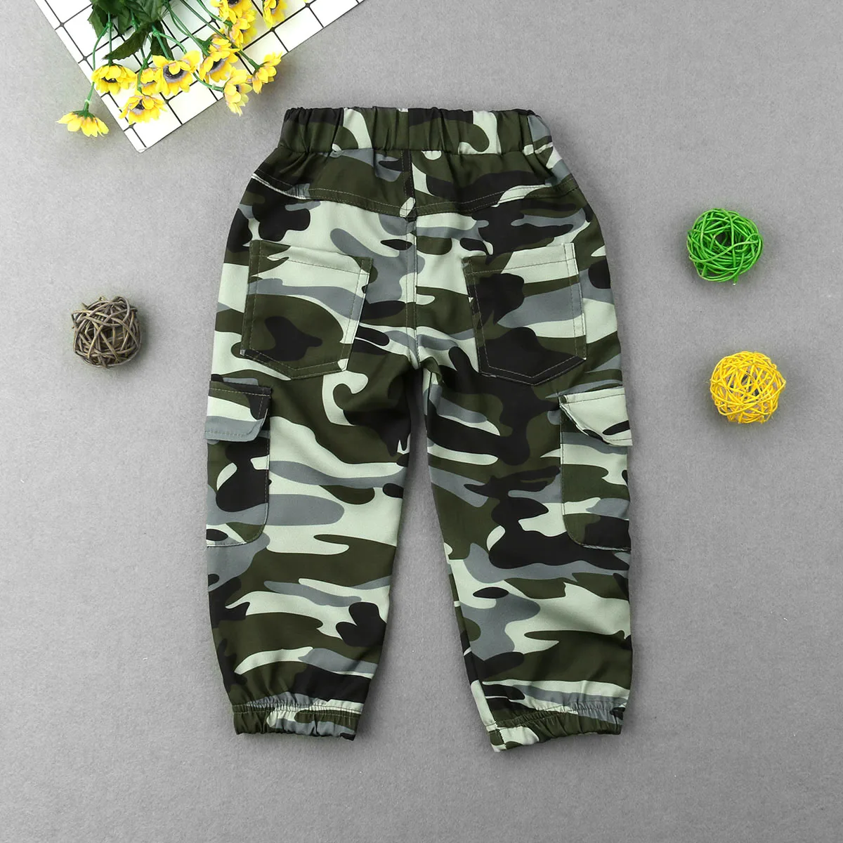 Spring Autumn Cool Toddler Baby Boys Army Camouflage Trousers Hip hop Long Pants Age 2-7 Years