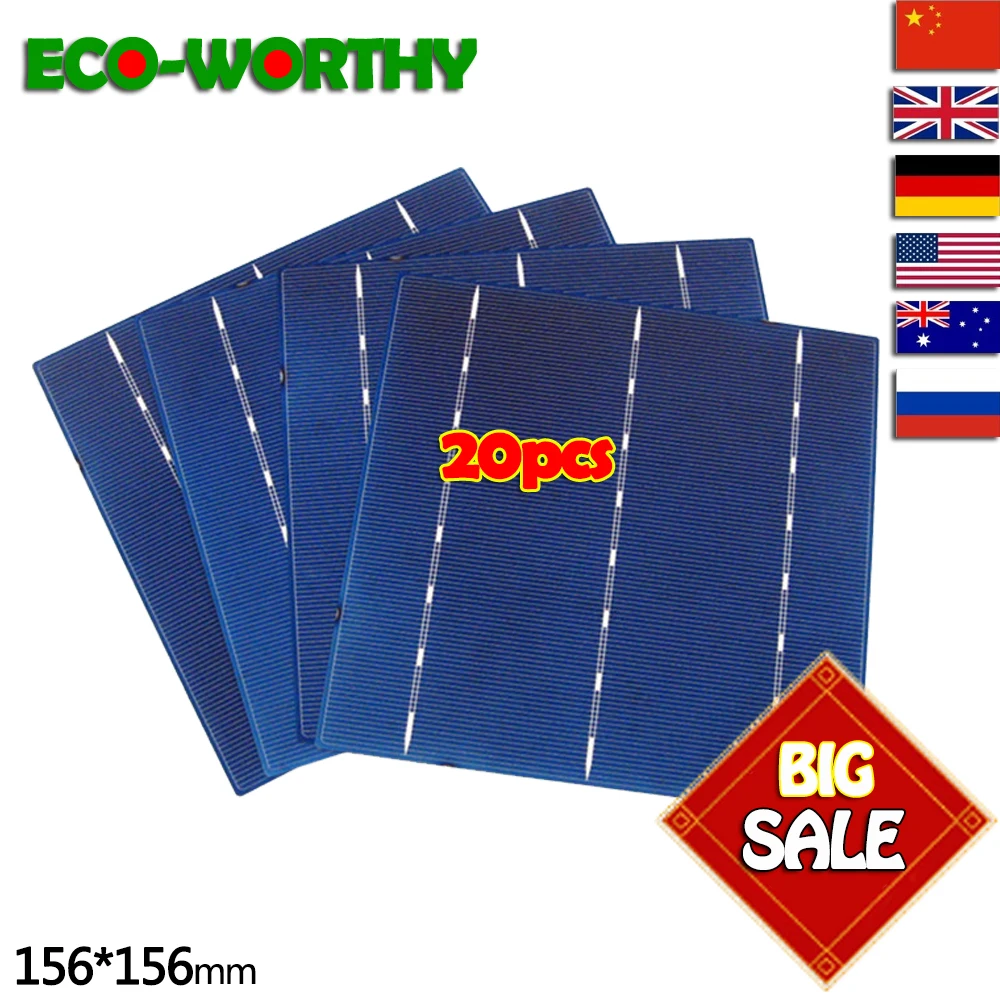 80W solar panel DIY 20pcs 6x6 poly Solar Cell High efficiency 4.1W each B grade`#
