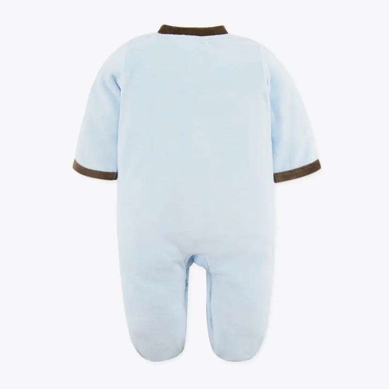 Детский комбинезон одежда с длинным рукавом хлопок удобные детские пижамы мультфильм печатных Одежда для маленьких девочек и мальчиков - Цвет: Blue