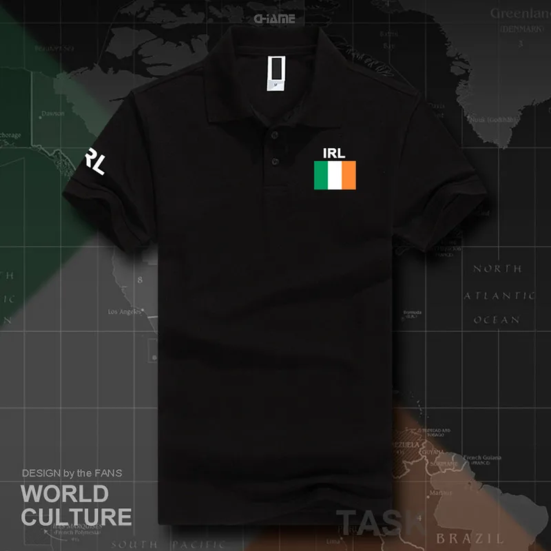 Eire Ireland рубашки поло мужские с коротким рукавом белые бренды с принтом для страны хлопок Национальный командный флаг Новая мода ирландский - Цвет: polo-black