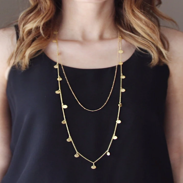 

FLTMRH 2018 New Fashion Gold Coin Layered Necklace Set For Women Charm Choker Necklace