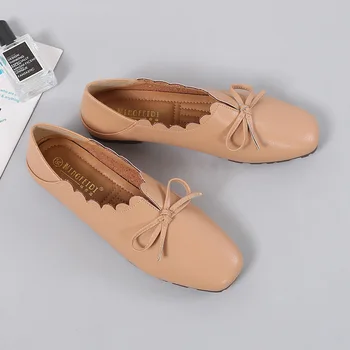 

2019 autumn new fashion simple solid color flat shoes women trend soft and comfortable bow decoration casual shoes