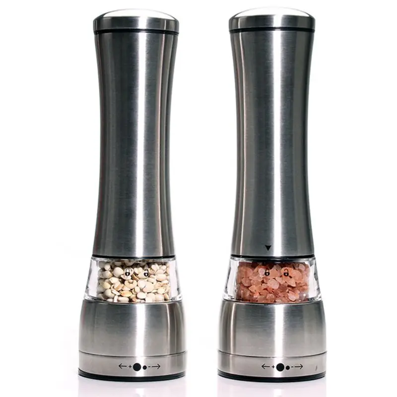 

Premium Stainless Steel Salt And Pepper Grinder Set - Mill Shakers With Adjustable Manual Ceramic Rotor - Set Of 2
