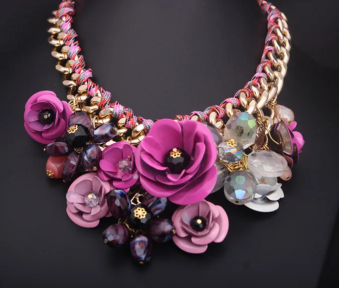 

Choker Necklaces Bijoux Colars Fashion Jewelry Hot Sale 2014 Multicolour Flower Cotton Statement Necklace N1010