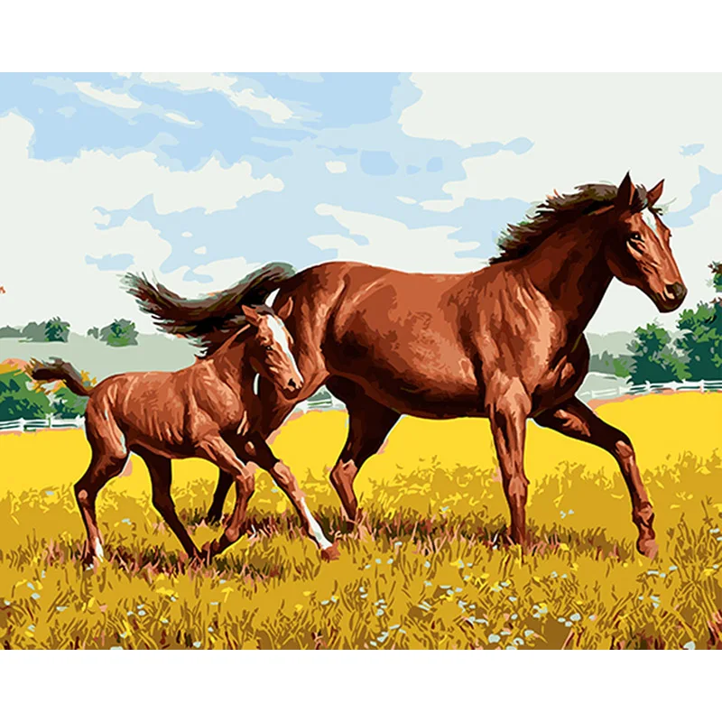 

Frameless Pictures On Canvas Diy Digital Oil Painting By Numbers Home Decoration Unique Gift Craft Paint The Horses