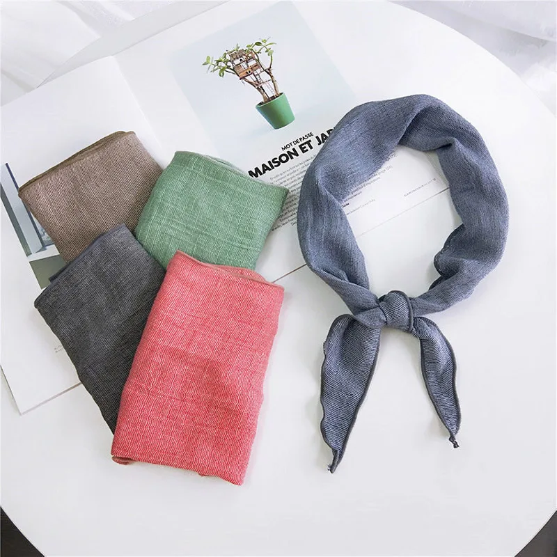 

Cotton Linen Solid Color Scarf Elegent Women Triangle Bandana Fashion Spring Autumn Scarves Shawl Hair Band Neckerchief Foulard