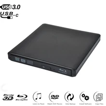 Внешний Blu-Ray привод тонкий тип-c+ USB 3,0 устройство для записи bluray-дисков BD-RE CD/DVD RW Писатель Play 3D 4 K Blu-Ray диск для ноутбука ноутбук ПК