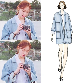 

Trench Coat Korean Star Same Style IU Female Long Denim Coat Women Long Coat Casaco Feminino abrigo mujer Windbreaker