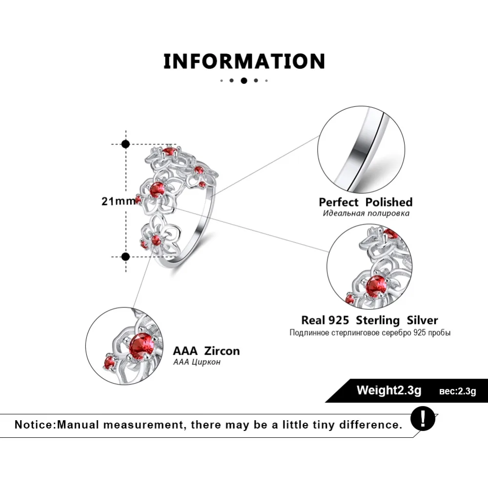 ORSA JEWELS Настоящее Стерлинговое серебро женские кольца в виде цветов AAA циркон голубой фиолетовый прозрачный красный блестящий циркон женское кольцо для вечеринки SR91