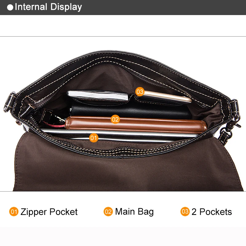 WESTEL Men's Shoulder Bags Genuine Leather Men's Leather Bag Messenger/Crossbody Bags for Men Bag M - 32310044939