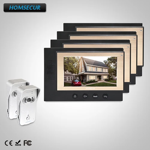 

HOMSECUR 7" Wired Video Door Phone Intercom System with One Button Unlock (TC021-S+TM701-B)