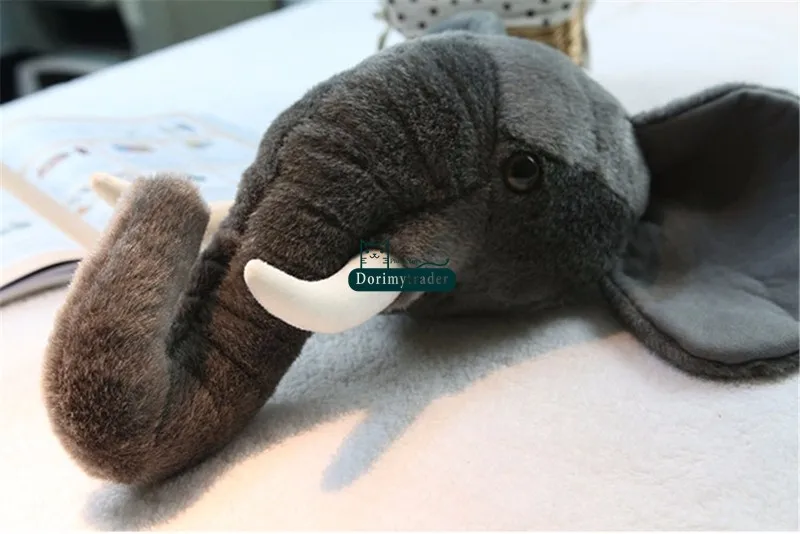 Dorimytrader Pop Anime Realistic Animals Heads Elephant Fox Panda Deer Rhinoceros Plush Toys Animal Wall Hanging Nice Home Decoration Doll DY61780(5)