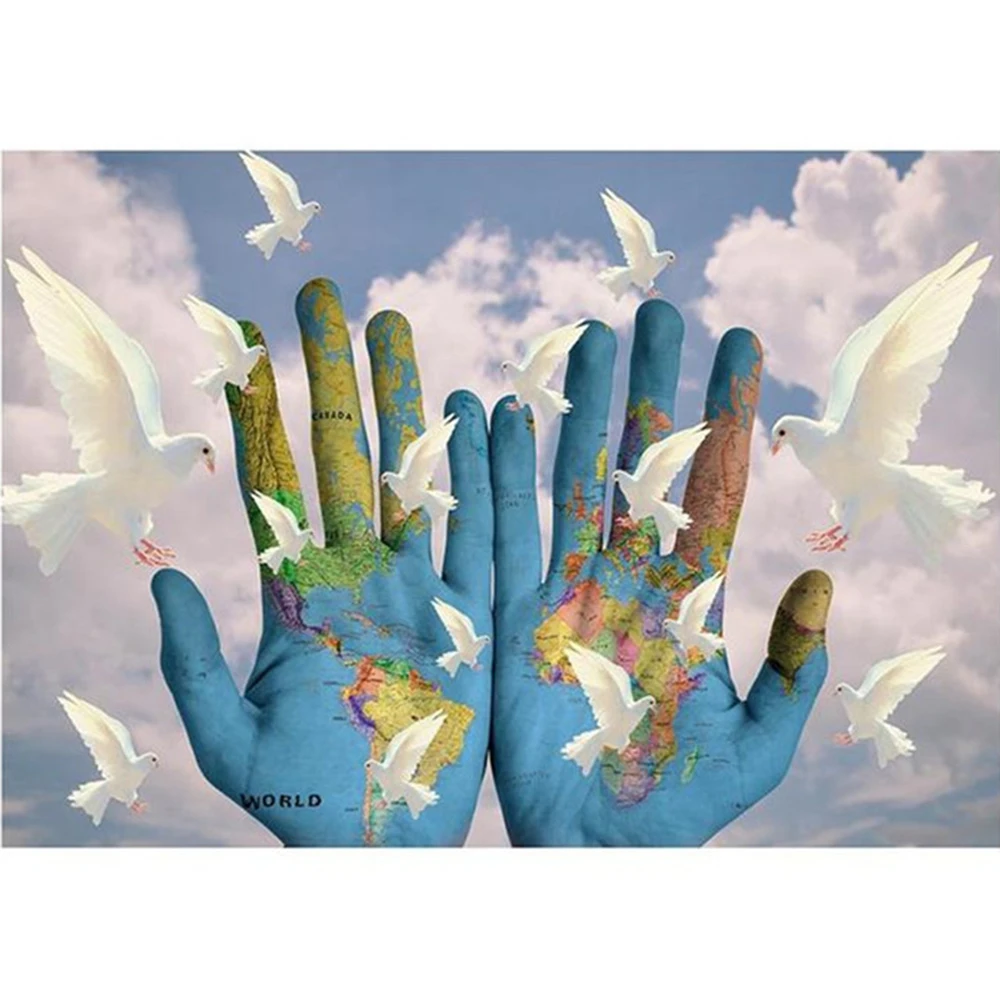 

100% New DIY 5D Diamond Painting Full Drill Pigeon Hand Map Cross Stitch Diamond Embroidery Patterns Home Decoration Painting