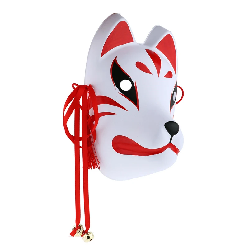 IIXPIN Fox Mask Hand Made Full Face mask Cosplay Accessories japanese Mask with Tassels Small Bells Masquerades Cosplay Costume