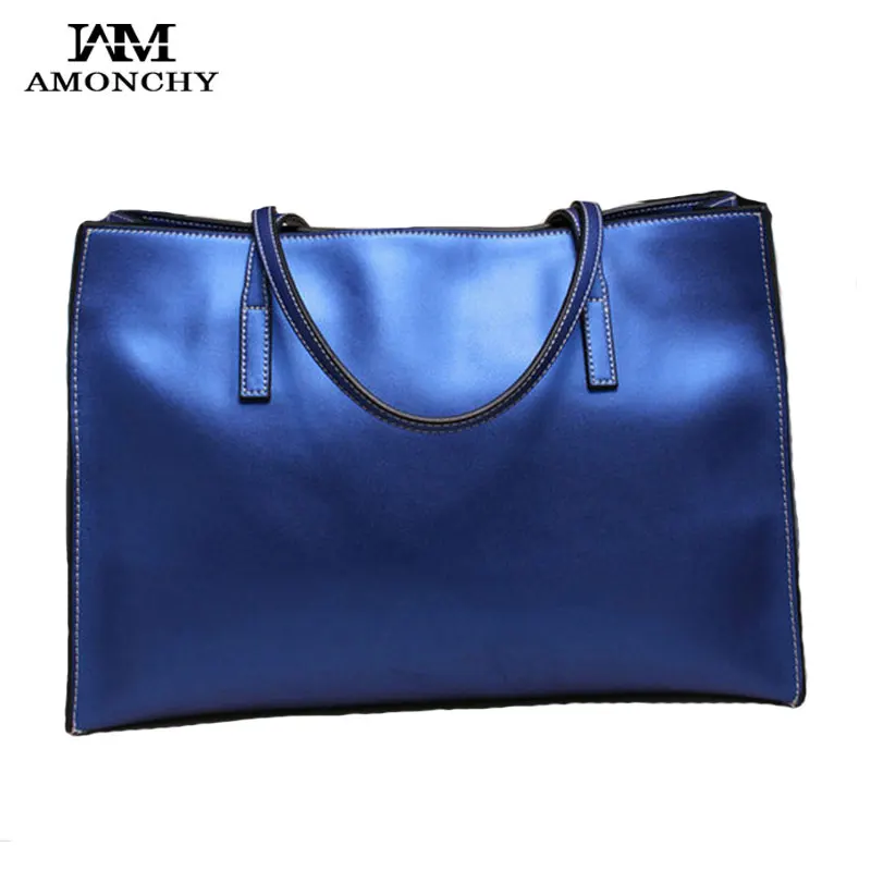 

AMONCHY Brand Women Genuine Leather Handbags Casual Ladies Shopping Bags New Simple Totes For Woman Hot Sale Shoulder Bags T14