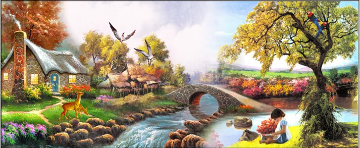 

Handmade cross stitch Diy 5d diamond painting Home Landscape full diamond 2019 embroidery home decor Crafts Small Bridge River