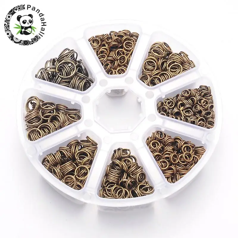 

Pandahall Approx 1655pcs/box 4 5 6 7 8 10mm Iron Antique Bronze Open Jump Split Rings with Double loop for DIY Jewelry Making
