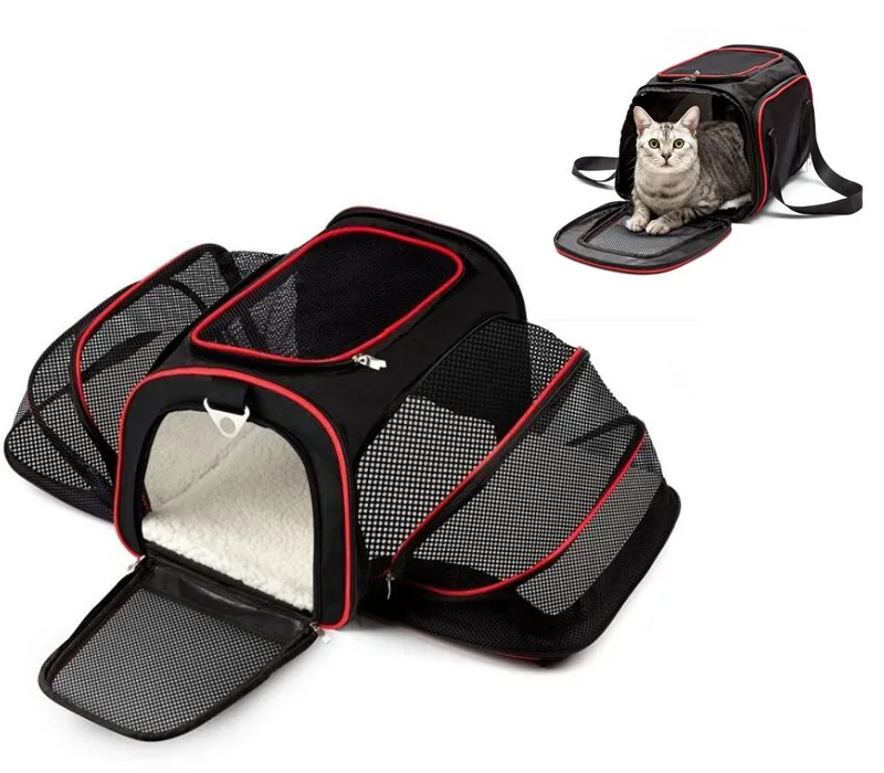 Expandable Pet Dog Carrier Car Travel Bag Oxford Breathable Cat Carrier