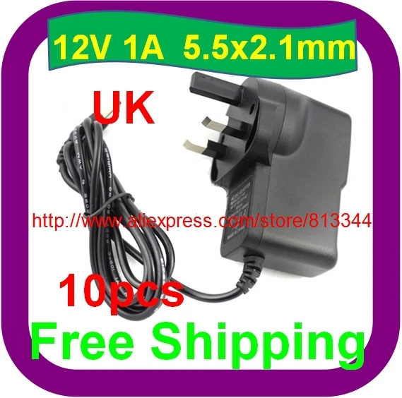 10 pcs Free Shipping DC 12V 1A/1000mA UK Power Supply Adapter for CCTV Cameras Sky Netgear Routers | Обустройство дома