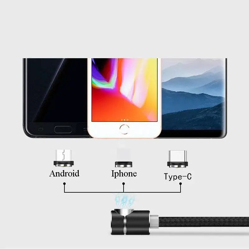 Магнитный зарядный usb кабель для Iphone Xs Max Usb Type C Samsung Xiaomi Huawei три в одном шнур