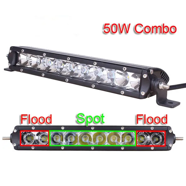 1" дюймов 50 Вт с CREE светодиодные чипы световой бар 3D 4D 5D объектив внедорожный 12 В 24 В для ATV SUV морской грузовик автобус светодиодный бар рабочий свет - Цвет: Combo beam