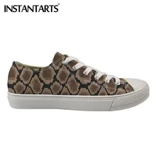 INSTANTARTS/пикантная Мужская парусиновая обувь из змеиной кожи; модная повседневная обувь из вулканизированной кожи питона с 3D-принтом; Низкие кроссовки; цвет белый, черный