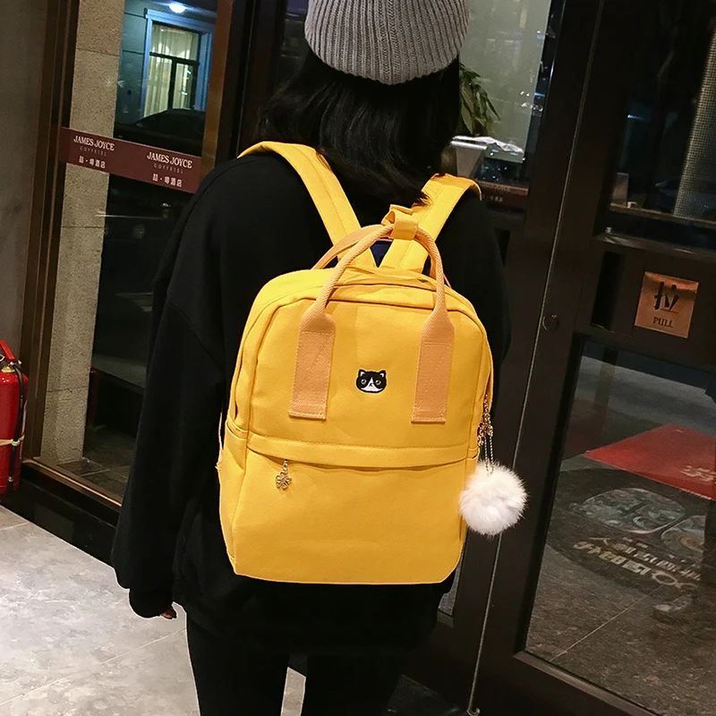 JANESPRI Canvas Backpack Preppy Style School Bags for Teenage Girls Fashion Women Backpack Cute Back Pack Student Bags 4 Colors (20)