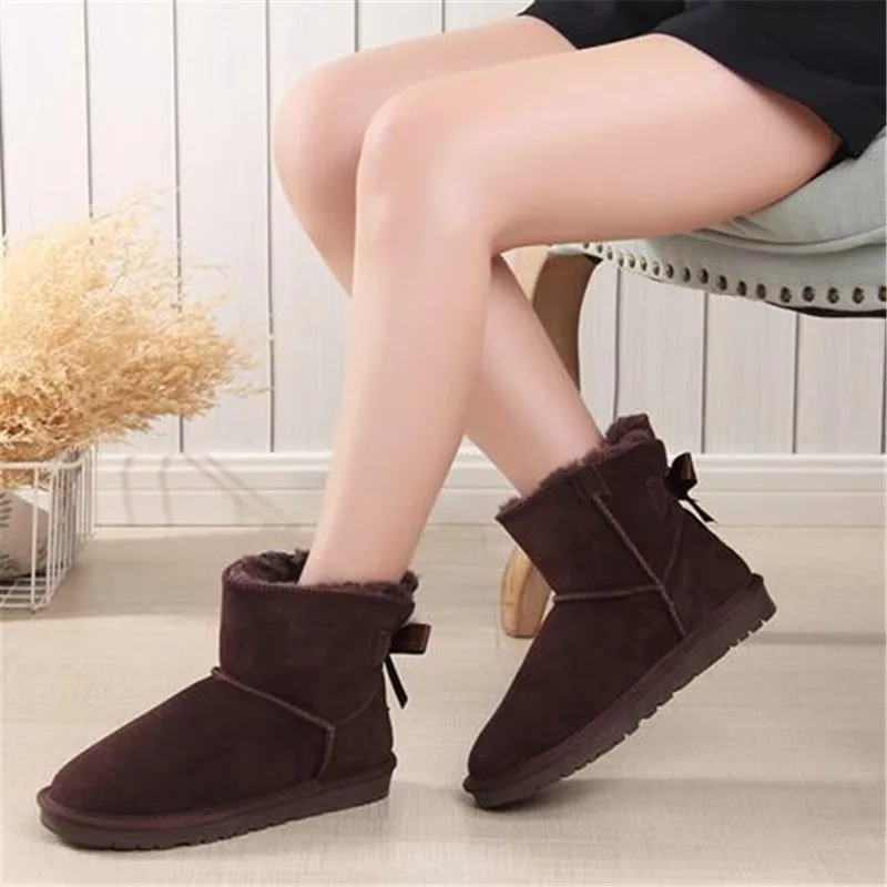 Женские ботинки в австралийском стиле; ботильоны из натуральной кожи; теплые зимние ботинки; женская обувь; большие размеры 35-45