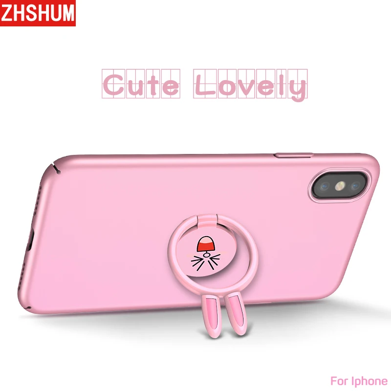 Finger Ring Cute Case For iPhone X 8 7 Plus holder Stand Rabbit Phone Car 360 Back Cover apple 10 Cases |