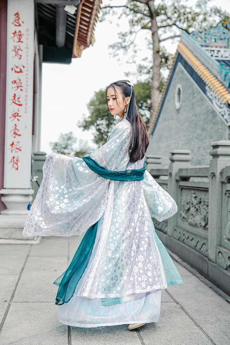 Moonrise Changge-красивое женское платье Hanfu Ruqun в китайском традиционном стиле, винтажное Пышное Платье, комплект из 5 предметов, сказочное платье Kei