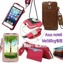 New Lanyard Mult-Functional High Quality Stand Pouch Leather Case Cover For ASUS Fonepad Note 6 ME560 ME560CG 6″ 6inch