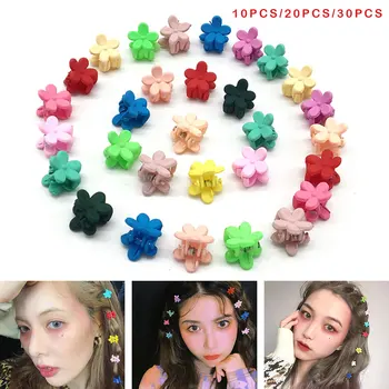 

30Pcs/Set Korean Young Girls Sweet Flower Shaped Mini Side Bangs Hair Claws Grab Rainbow Colorful Plastic Hairpin Clip Barrettes