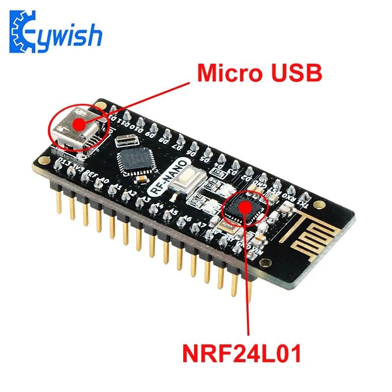 Keywish rf-nano dla Arduino Nano V3.0, karta Micro USB Nano ATmega328P QFN32 5V 16M CH340, integracja NRF24l01 + 2.4G bezprzewodowa, Imme