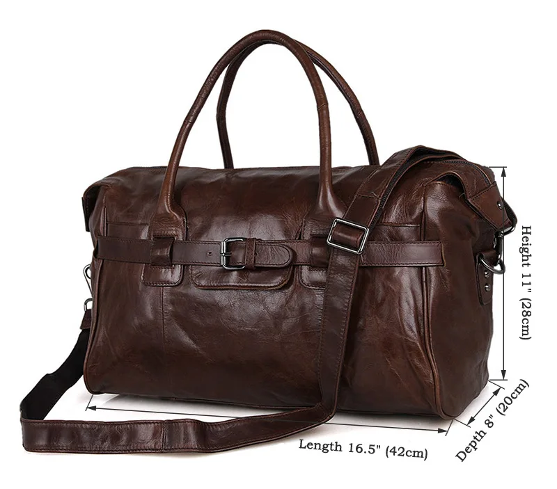 Модная 16,5 дюймовая Дорожная сумка из натуральной кожи, Мужская большая сумка для ручной клади, мужская кожаная сумка для путешествий, большая сумка для путешествий