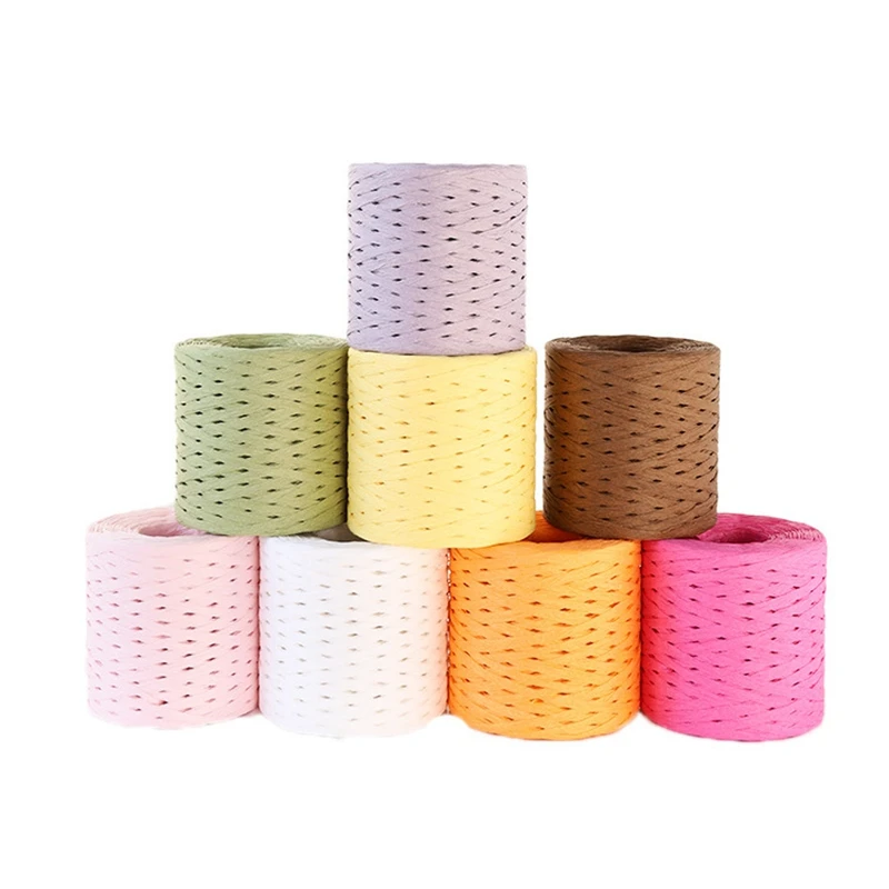 

colors 250m/roll DIY Raffia Ribbon Cord Rope For Palm Packaging Paper Rope Gift Box Packing Wedding Party Decorations diy parts