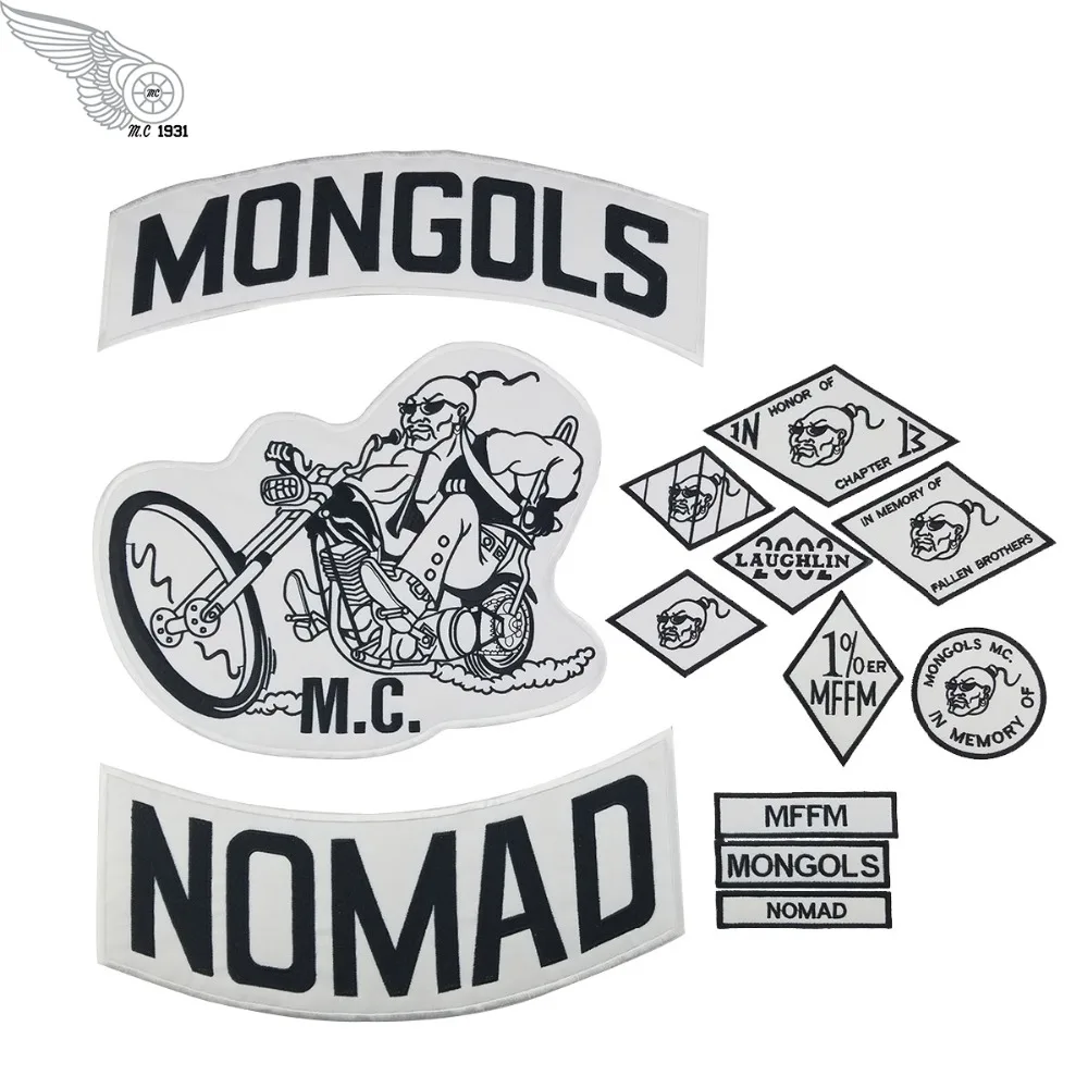 MONGOLS NOMAD MC Biker Vest Embroidered Patch 1% MFFM IN Memory Iron On Full Back of Jacket Motorcyle Patch